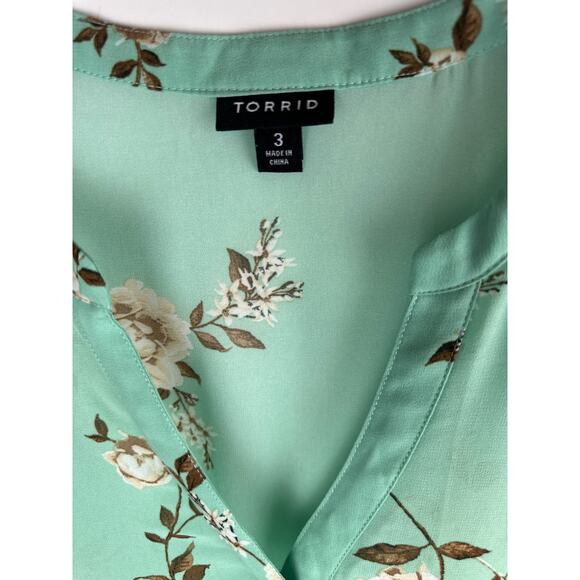 Torrid Lexie Floral Sheer Chiffon Babydoll Tunic Top Mint Green Plus Size 3X - Picture 6 of 12
